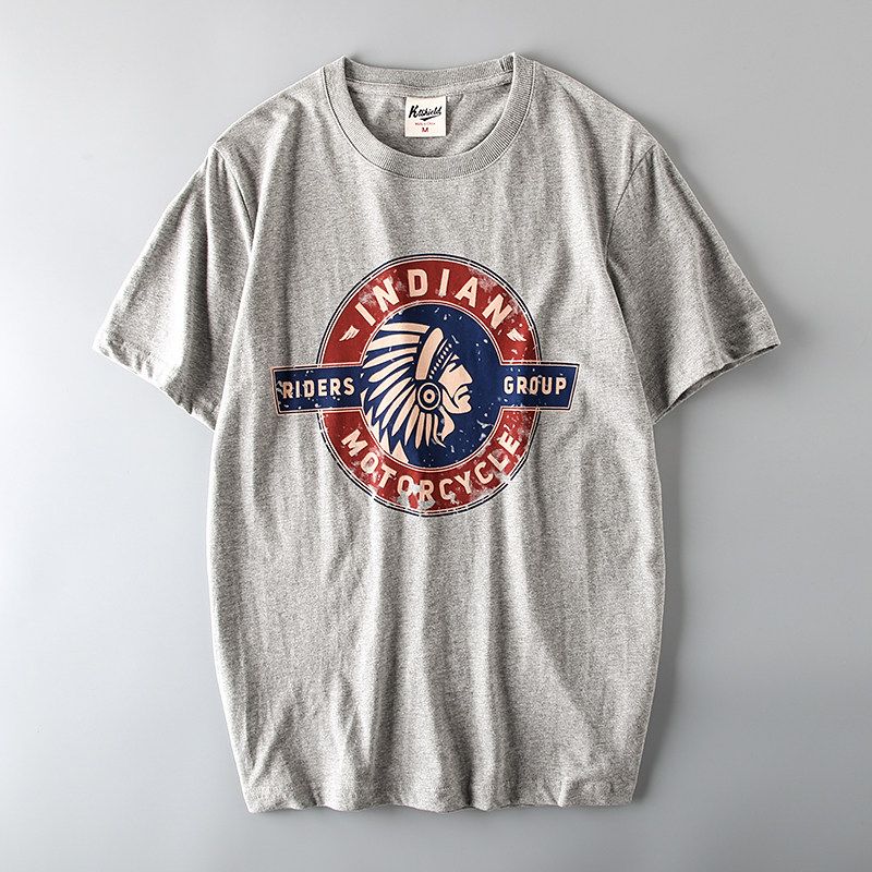 Export Tail Single Men s Cut Label American Retro Fashion Fashion Brand T-shirt Short Sleeve Hong Kong Style Export Amekaji T-shirt Grey XL