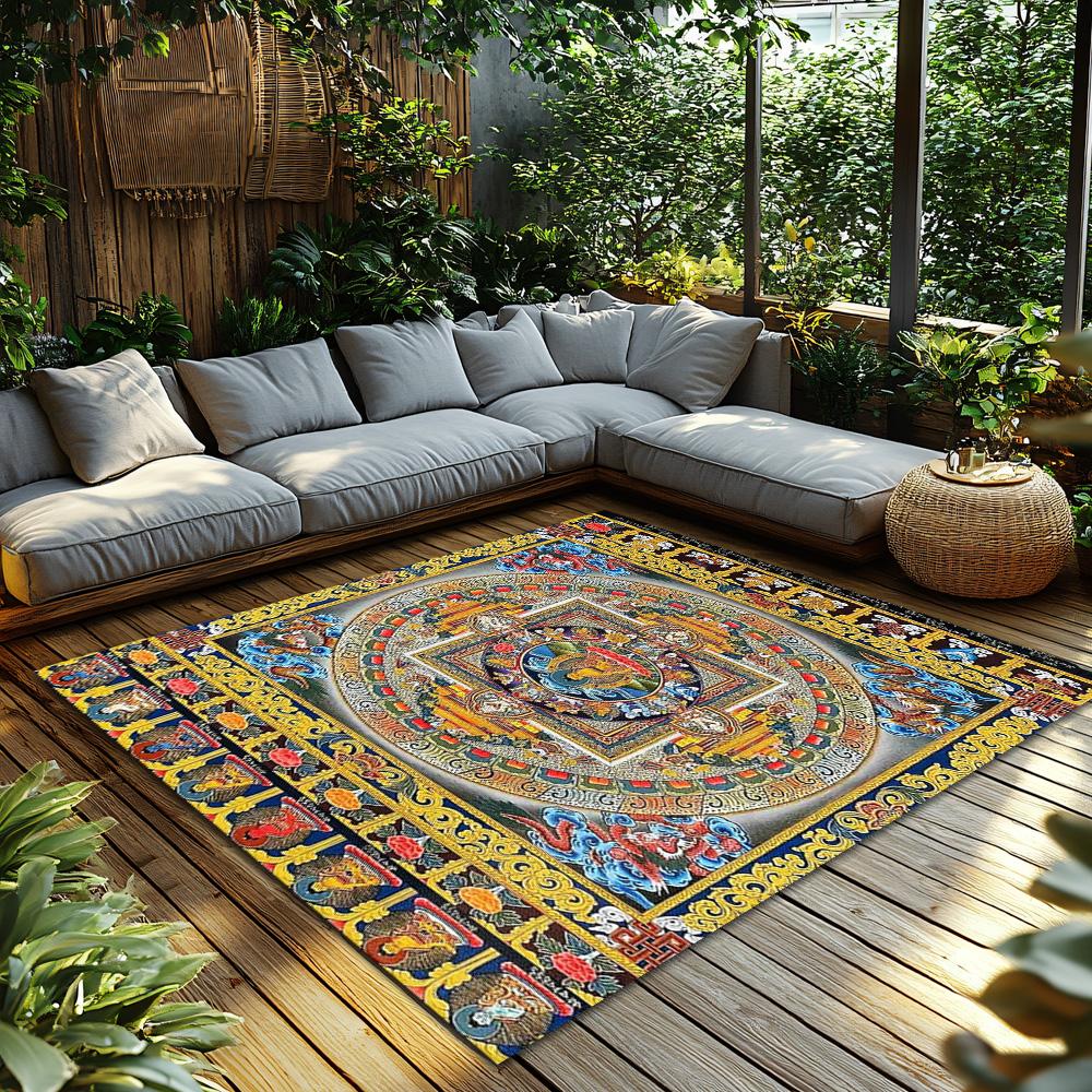 Tibetan Mandala Carpet Prayer Rug Floor Mat Persian Area Rug Home Decor Zen Buddhist Tapestry Living Room Bedroom Dorm