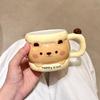 Cute Ceramic Mug With Lid Spoon Household Drinking Cup Couple Breakfast Coffee Cup Birthday Gift For Girls