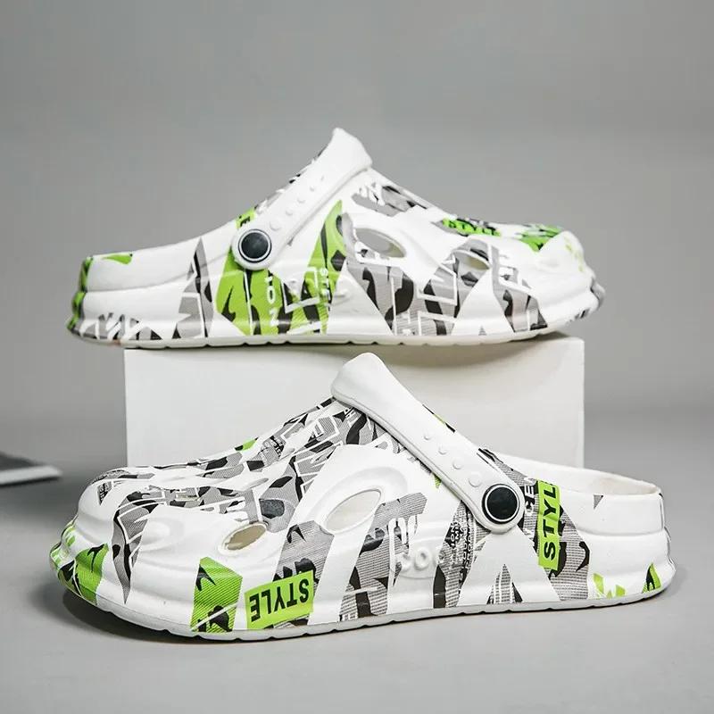 

Plus Size 49 New Men s Slippers Summer Outdoor Thick Soles Non-slip Beach Shoes Casual Sandals 45 чорний