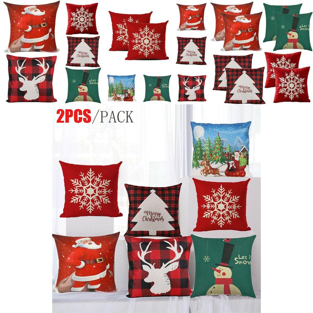 Stylish Snowman And Santa Christmas Pillow Covers For Couch Sofa Festival Decor