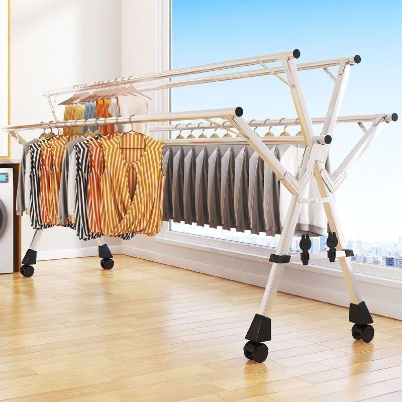 Household Foldable Clothes Hanger Rack Balcony 5 Pole Extendable Clothes Drying Tool Stainless Steel Clothes Drying Rack
