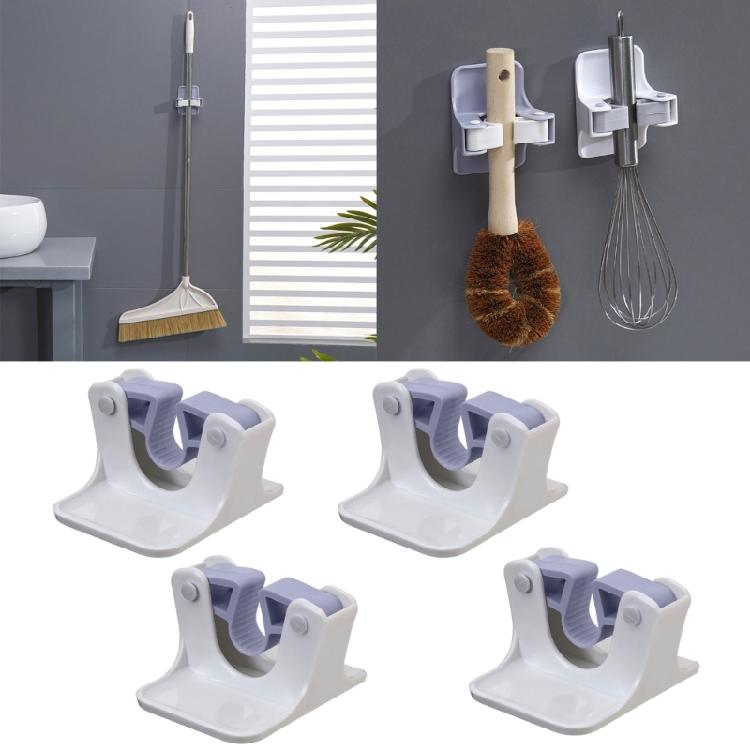 Set of 4 Wall Hanging Mop Holders Self Adhesive Grip Hangers for Brooms Practical Organizers for Household Tools
