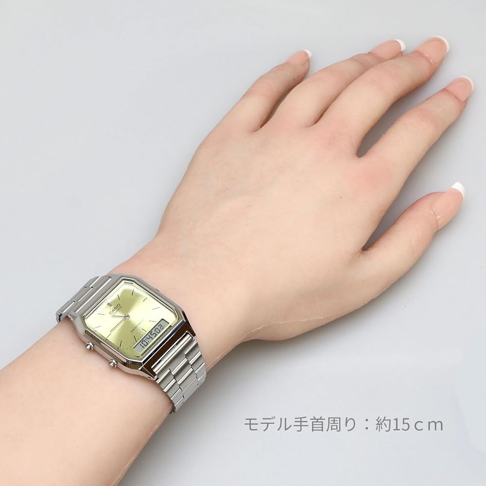 Casio Ana-Digi Vintage Series Quartz Watch AQ-230A-9AMQY Unisex Dual Time Lime Yellow