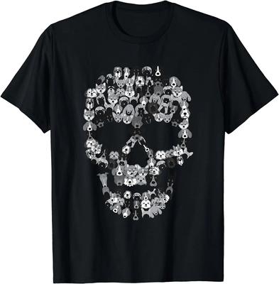 Köpek Kafatası Sevimli Hayvan Ürpertici Köpek İskeleti Cadılar Bayramı Partisi Kıyafet T-Shirt Unisex Kadın Çocuklar için Grafik T Shirt streetwear