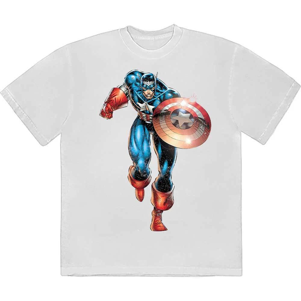 Marvel Comics Unisex T-Shirt: Captain America Running (Large) 4XL