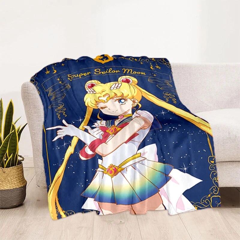 Deka s potiskem Sailor Moon Pretty Soldier Ultra lehká měkká plyšová deka z flanelu na rozkládací pohovku Pohovka Kancelářské dárky