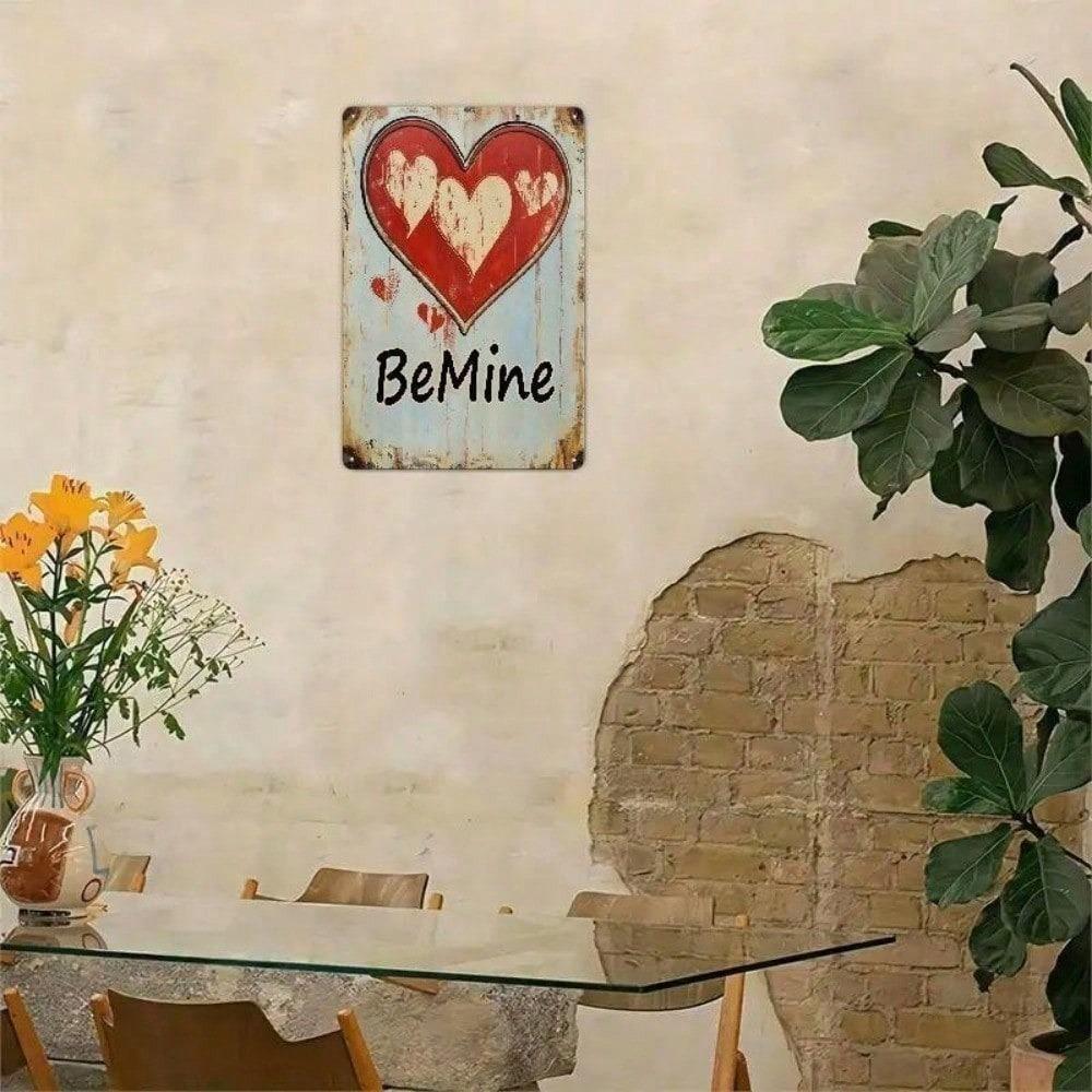 1pc Red Heart Metal Wall Sign Valentine's Day Romantic Iron Plaque Home Decor 8x12in