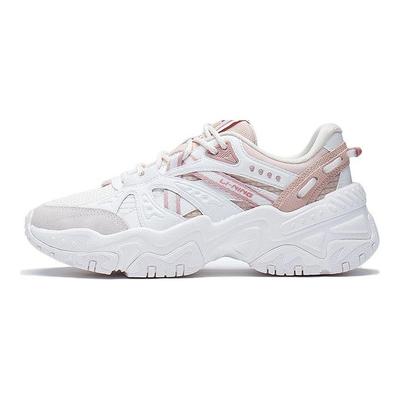 Li Ning New Path 2.0 Trend Shock Absorption Low-Top Sports Casual Shoes Women Sneakers White Pink AGLS052-3