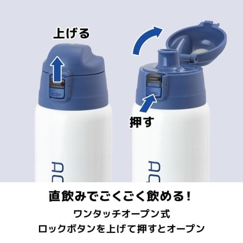 Atlas Water Bottle, 850ml/810ml Capacity, Insulated, Cold, and Hot, Lightweight, for Kids and Children, Includes Cup, 2-Way Design, Pouch, Navy, Aquag