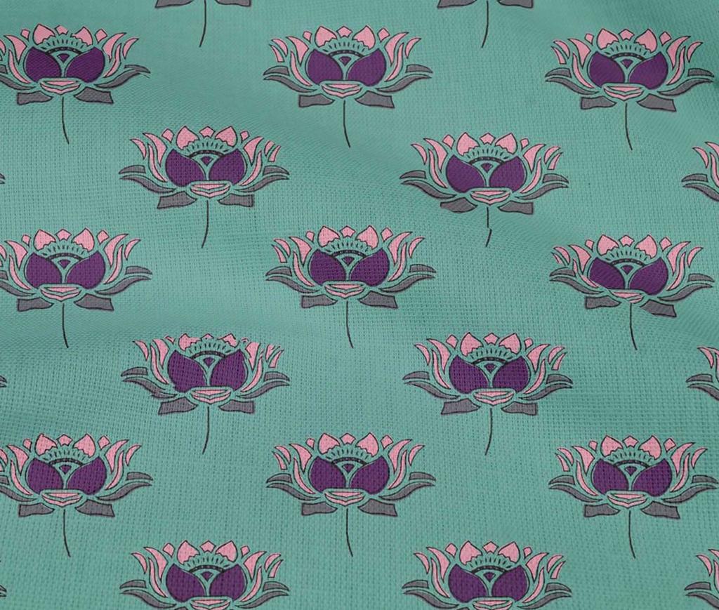 oneOone Cotton Flex Fabric Lotus Block Print Fabric By The Yard 40 Inch Wide