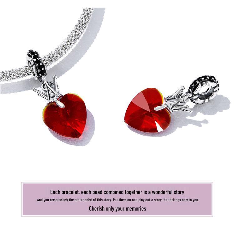 Silver Ziyun Retro Crown Love Pendant in Sterling Silver - Queen Style Fashion DIY Beaded Accessory (Model: SCC2247)