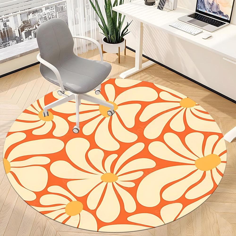 1pc Floral Pattern Office Round Area Rug, Indoor Mat Suitable For Office, Under Office Chairs Bedroom Living Room Home Decor, Room Deco