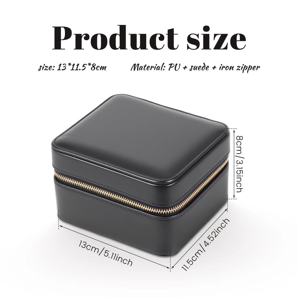 2-Slot Watch Storage Box PU Leather Watch Display Box with Suede Interior and Zipper Portable Travel Watch Organizer Case