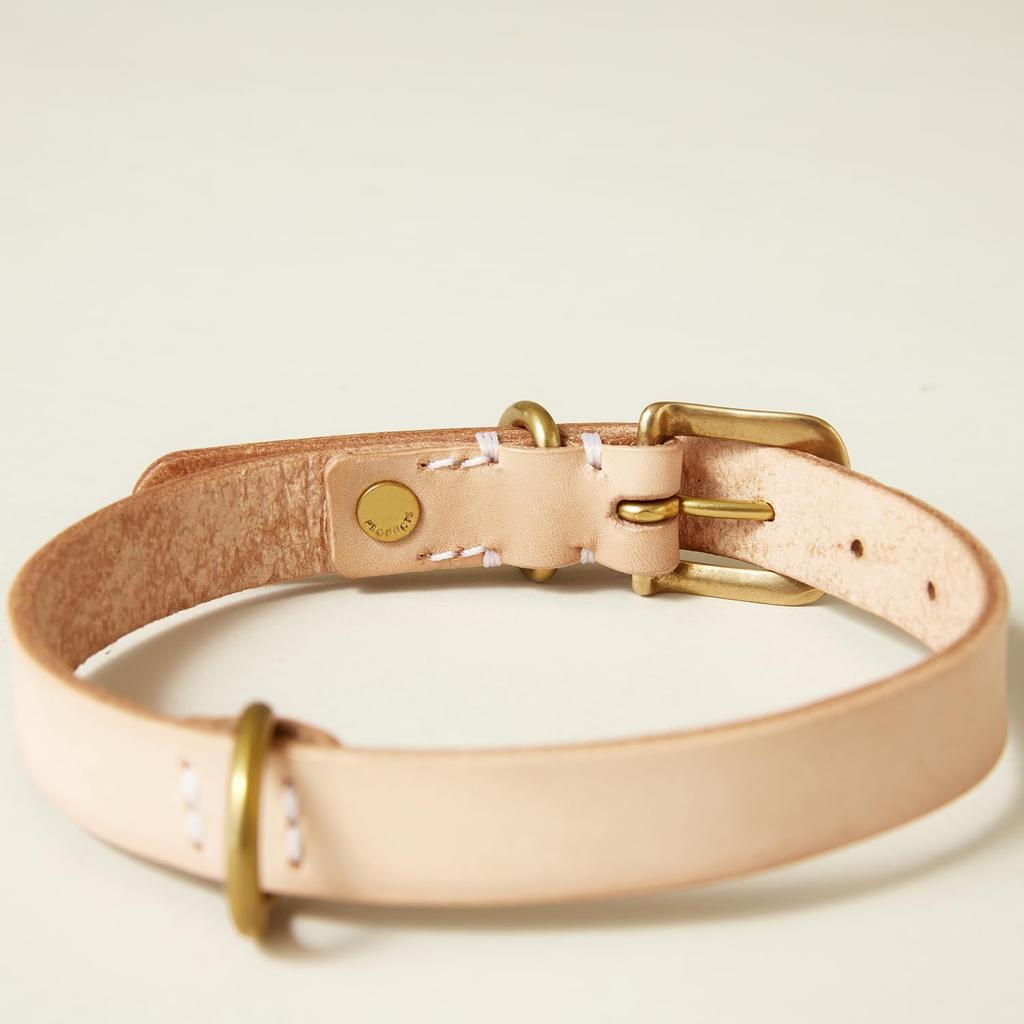 We Original All Leather Collar Natural GOOD MANNERS DOG SERIES - (S) /