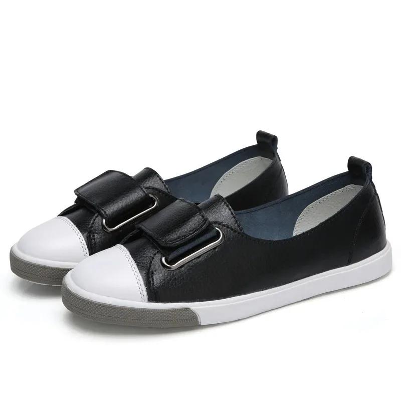 2025 Fashion Women Loafers Flats Woman Lady Female Slip On White Genuine Leather Moccasins Casual Shoes Zapatos De Mujer