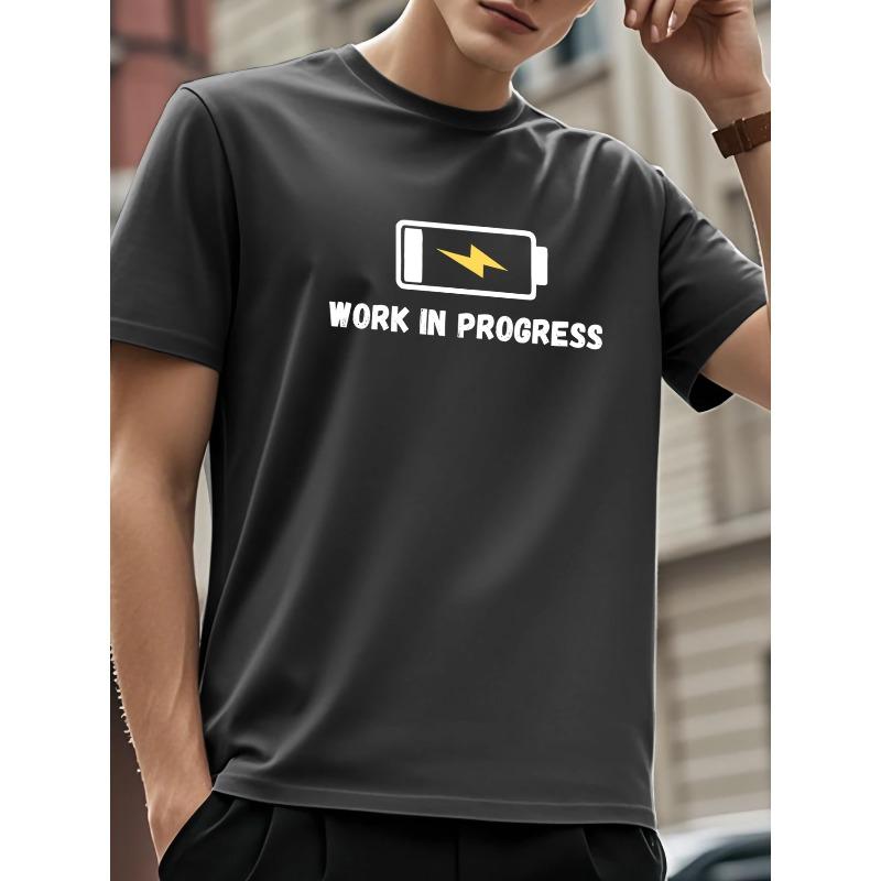 

European Size Work in Progress Themed Printed Short Sleeve T-Shirt - Fun and Attitude, Perfect for Professionals and Creative Workers 2XL чёрный