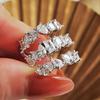 Huitan Multi-layers Design Women Ring Fashion Finger Accessories for Party Wedding Luxury Jewelry Gift Inlaid Shiny Geometric CZ