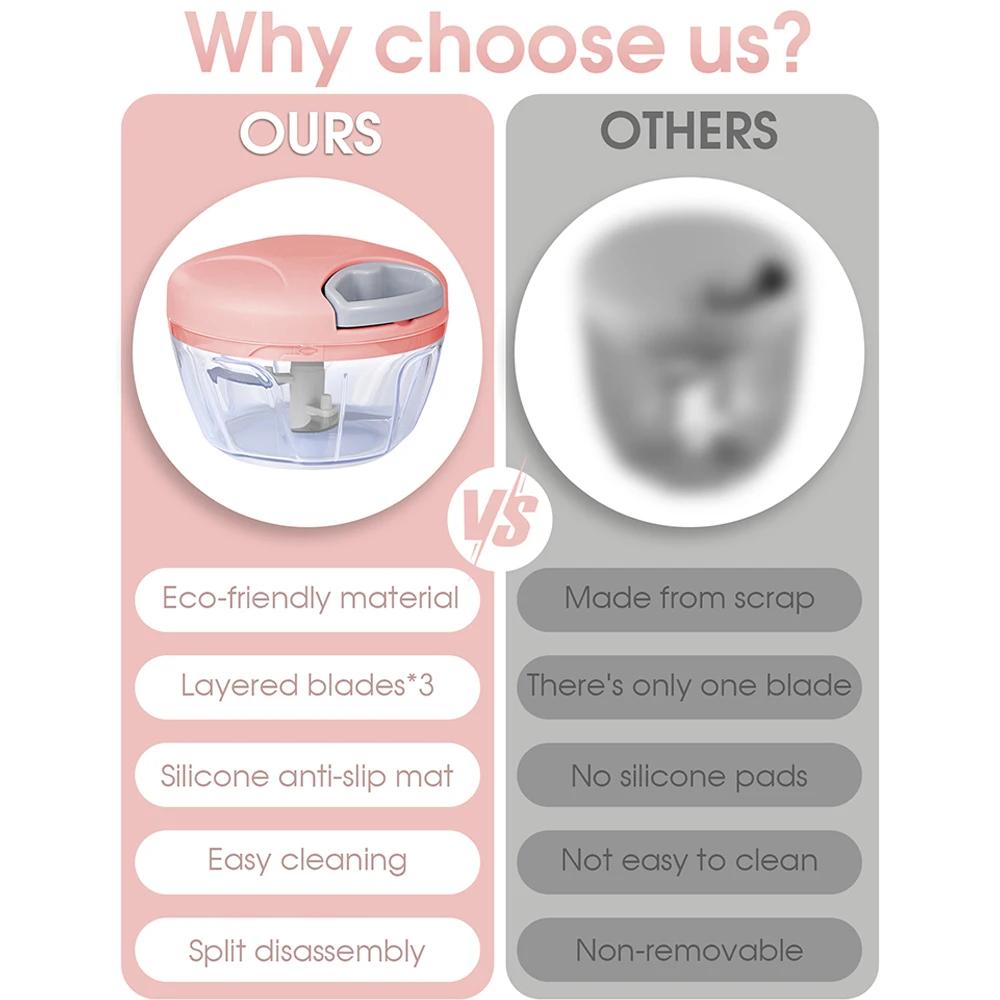 500ml Manual Garlic Press Multifunctional Food Mixer Garlic Grinding Chopper Food Vegetables Cutter Meat Grinders Kitchen Tool