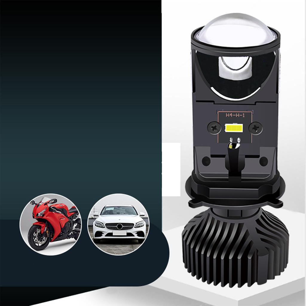 Motorrad LED Scheinwerfer Birne Hohe Helligkeit Fischaugen Lampe Kit Aluminium 12‑24V Fern- und Abblendlicht Y8 H4