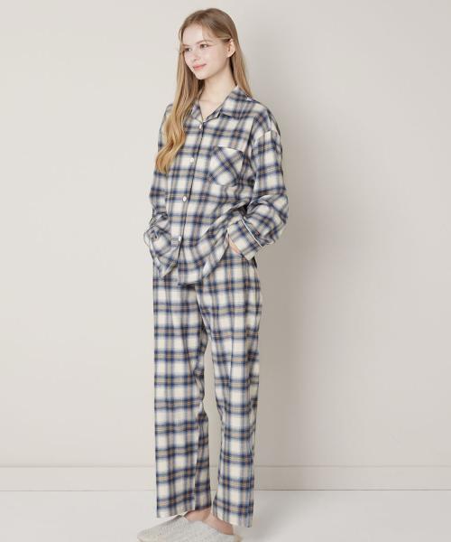 [BYC] Unisex Cotton Fleece Blue Check Pajama Set [Shipped from Korea] 100% Authentic