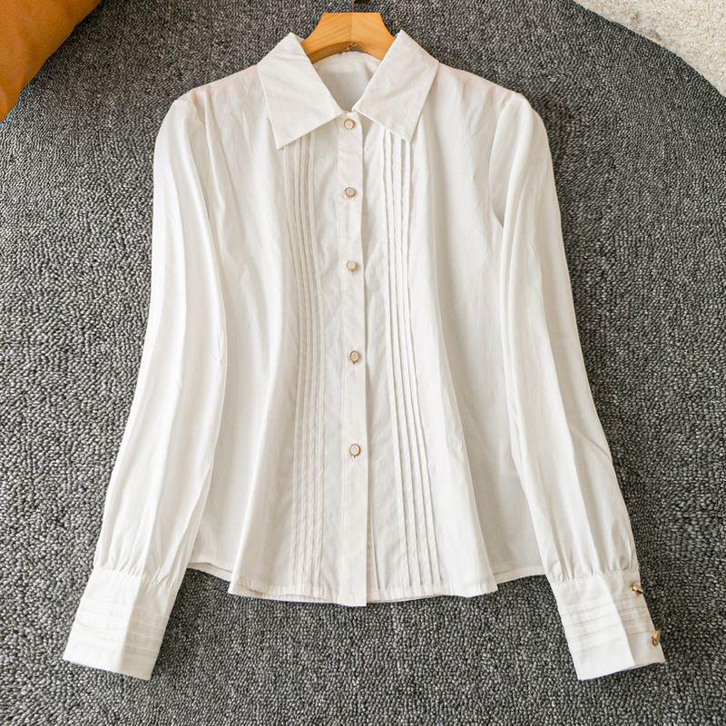 

Весна и Осень Экспортный K-стиль Новое поступление Повседневная мода Простой Антивозрастной Лацкан Длинные рукава Однобортная рубашка White One size