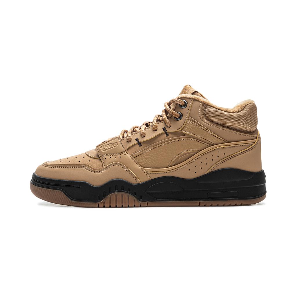 Li Ning Yue Bai Hi Casual Versatile Thick Sole Height Increasing Fleece Warm Non-Slip Wear-Resistant Mid-Top Sneakers Women Sneakers AGCU314-9
