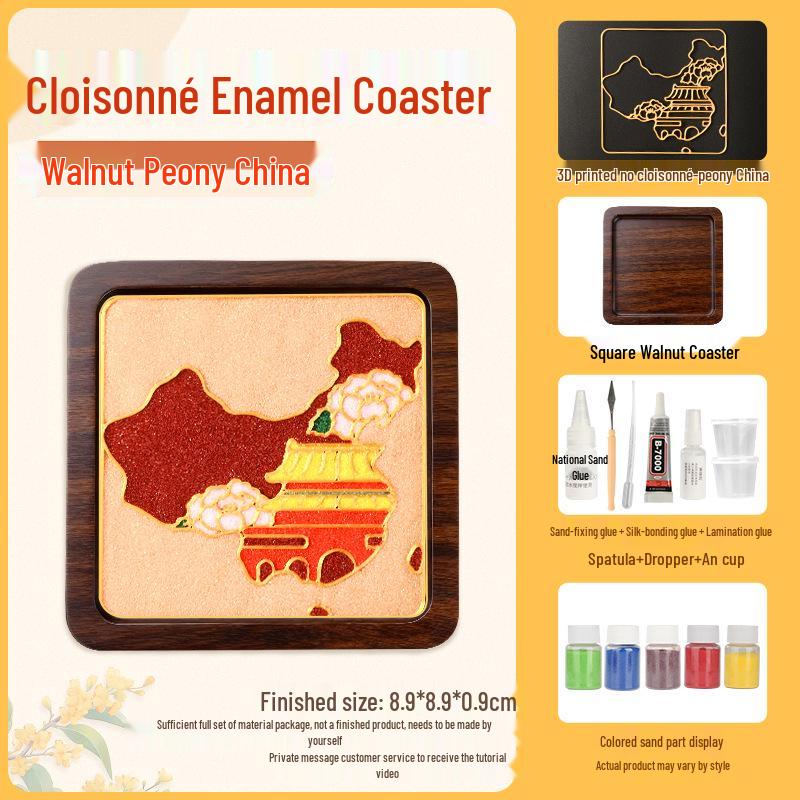 Cloisonné DIY Coaster Kit: Jingtailan No-Wire-Drawing, Chinese Style, Handmade Team Building Activity