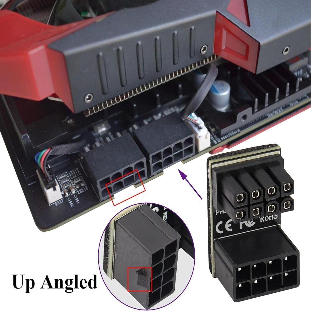 Graphics Card Power Supply Adapter Elbow 180°, GPU PSU Steering Connector PCI-E 6Pin 8Pin Rotating Wiring Artifact Solution