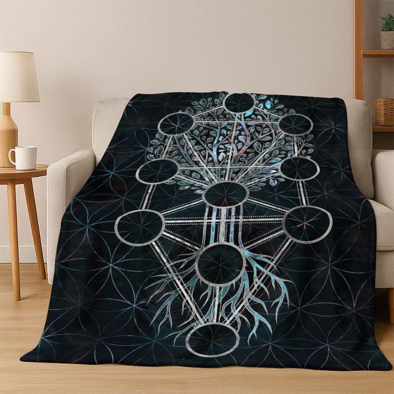 Tree of Life Nordic Mythology Yggdrasil Nature Cartoon Flannel Blanket Soft Throw Blanket for Bedroom Living Room Bed Travel Kid