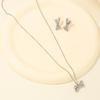 Delicate Bowknot Pendant Necklace and Earrings Combo Graceful Women's Neckchain and Ear Studs Jewelry Set Collection