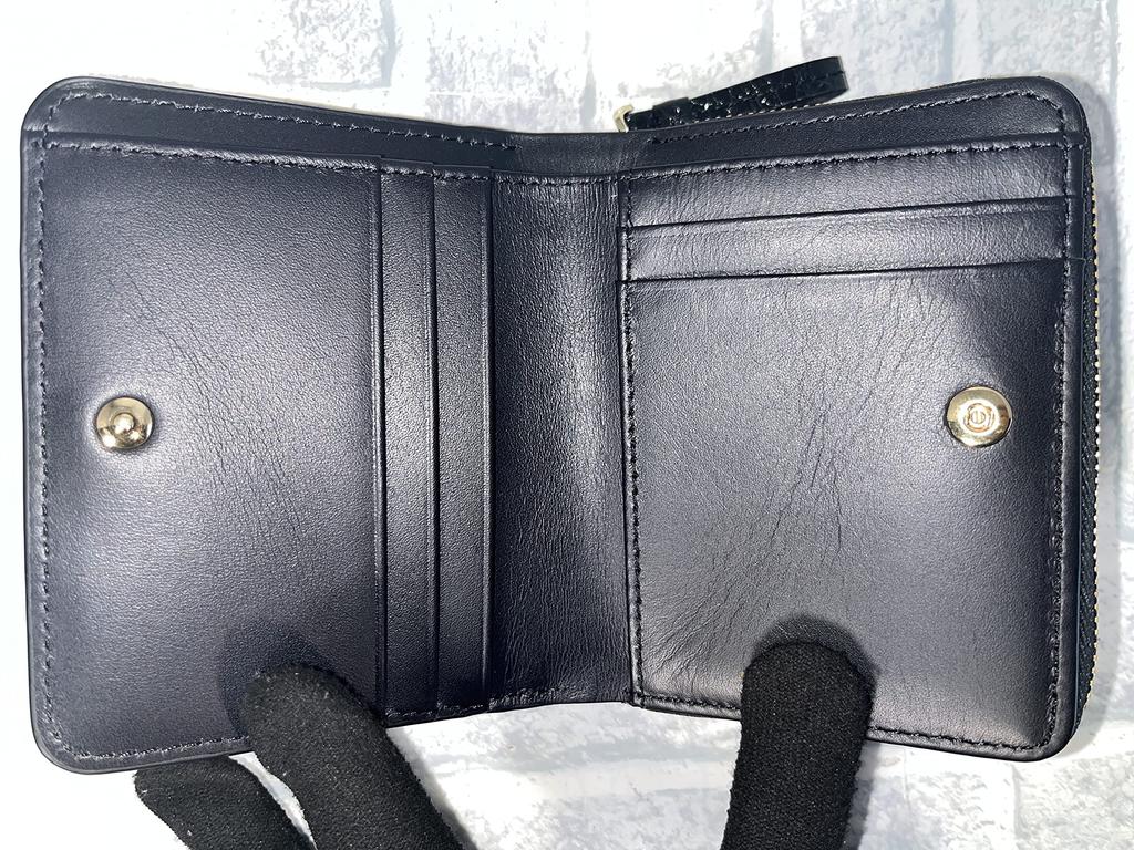 GUODI Bi-fold Wallet, Genuine Crocodile Leather, Shining (Glazed) Finish, for Men and Women, HL-9769-CRS (Black), Compact Folding Wallet