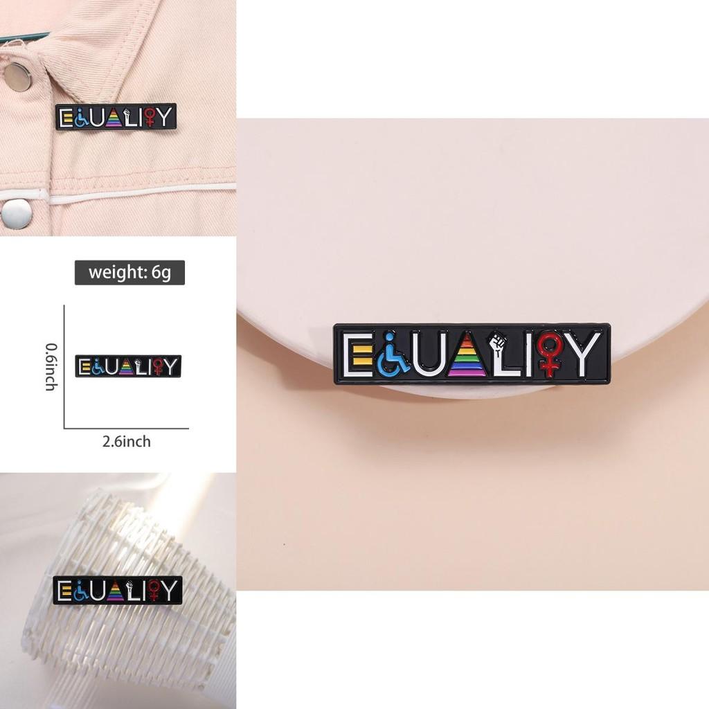 Kreatives Gleichheitswort Regenbogenfarbenes Metallabzeichen Bunte Emaille-Brosche für Outfits und Taschen