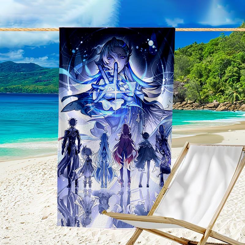Proof Beach Towel with a Genshin Impact Navelette Pattern - Soft,absorbent,quick-drying,machine Washable - Perfect for Swimming,camping,bathing
