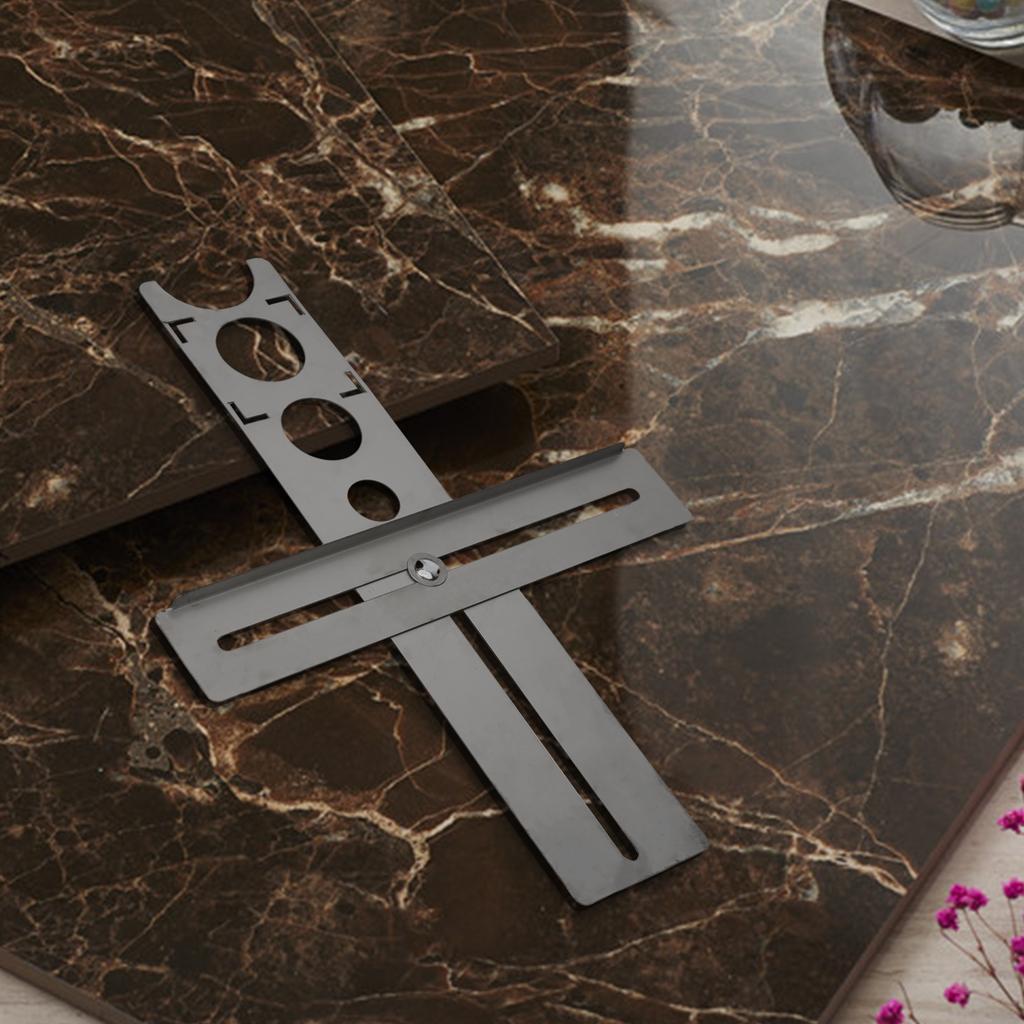 Hole Locator Ruler Made of Stainless Steel for Drilling Ceramic and Marble Adjustable Punching Tool for Various Sizes