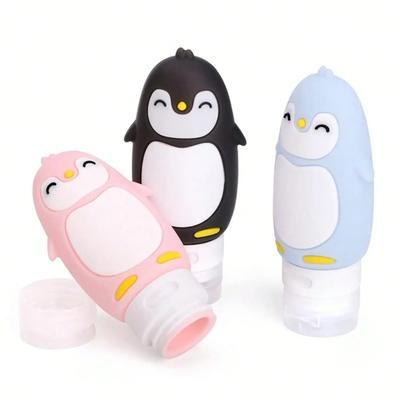Cartoon Penguin Shaped Bottle Packaging,Press On Storage Bottle,Can Hold Shower Gel and Shampoo,Travel Accessories