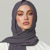 Solid Chiffon Hijab With Matching Undercap Set Women Plain Shawl Jersey Inner Modal Caps Muslim Headband Two-Piece Scarf Set