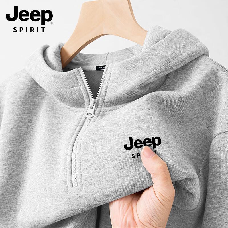 

JEEP SPIRIT Men s Winter Fleece-Lined Half-Zip Hoodie L