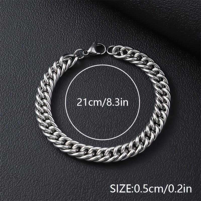12Pcs/Set Stainless Steel Cuban Bracelets in Hip-hop Style, Suitable for Men and Women,Perfect for Daily Wear and Gift Giving