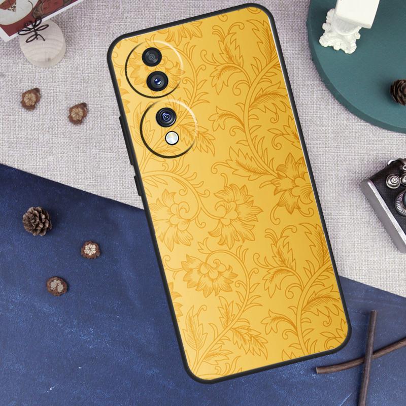 

Gold Floral Pattern For Huawei Honor Magic 5 Lite X8 X9a 50 70 P40 P20 P30 Pro P50 Nova 9 5T P Smart 2021 Case Huawei P20