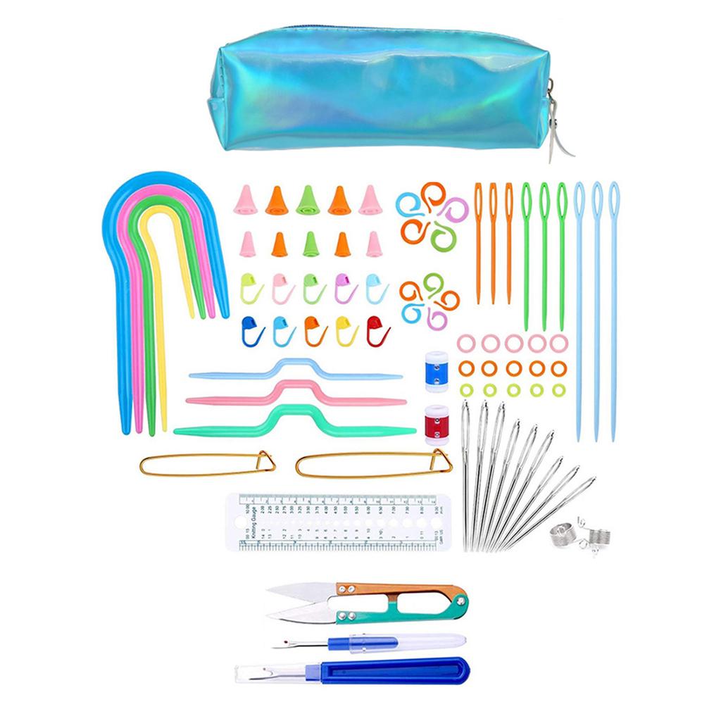 Plastic Crochet Hook Kits Knit Yarn Weave Knitting Needle Clip Marker Tool Set with Storage Bag DIY Sewing for Adults