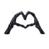 Skeleton Hands Heart Sculpture Gothic Love Gesture Statue Resin Heart Shape Skeleton Finger Gesture Figurine for Halloween Home Decor Gift