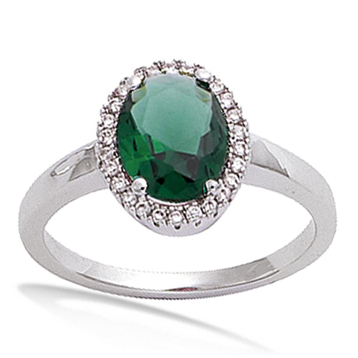 

Серебряное кольцо Виктория зелено-белое серебро (родиевое покрытие) - 12х10 мм