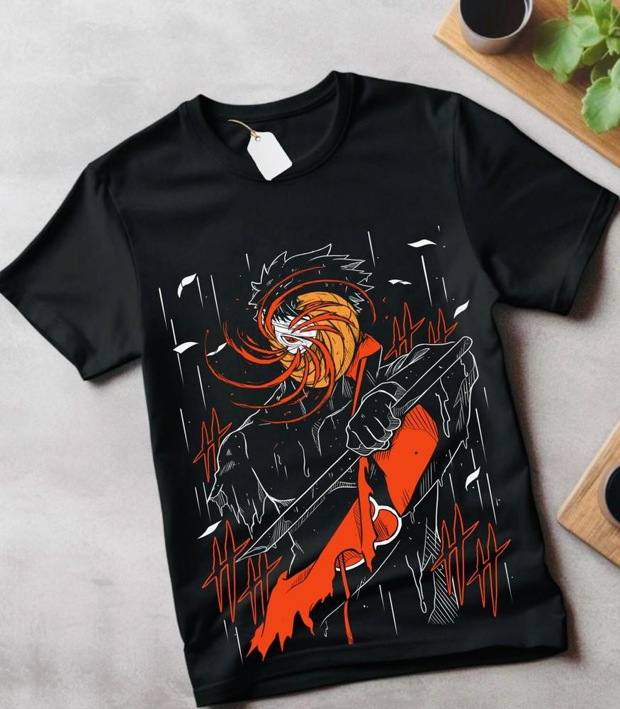 

Obito Uchiha T-Shirt Tobi Akatsuki Naruto Japanese Anime Black T-shirt gift XL