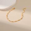 Womens Minimalist 18k Gold Plated Geometric Thin Chain Gold Bracelet