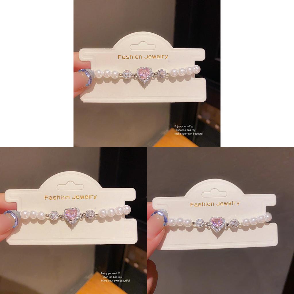 Elegant Heartshaped Artificial Pearl Bracelet With Zirconia For Women Gift Giving