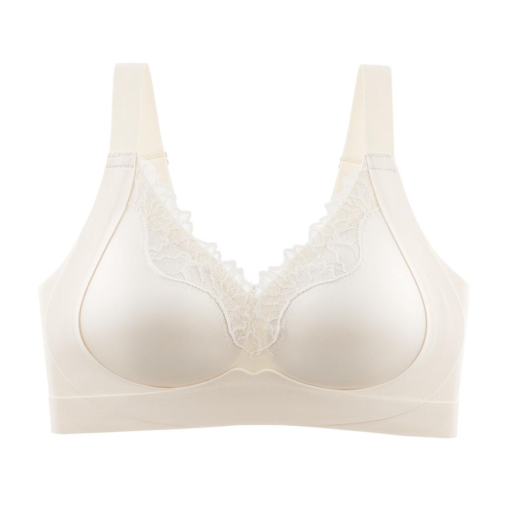 Big-breasted Underwear, Women's Upper Support, Pull Together, Comfortable Fixed Cup, Seamless Back, Double Breasts, Lace Bra Cover