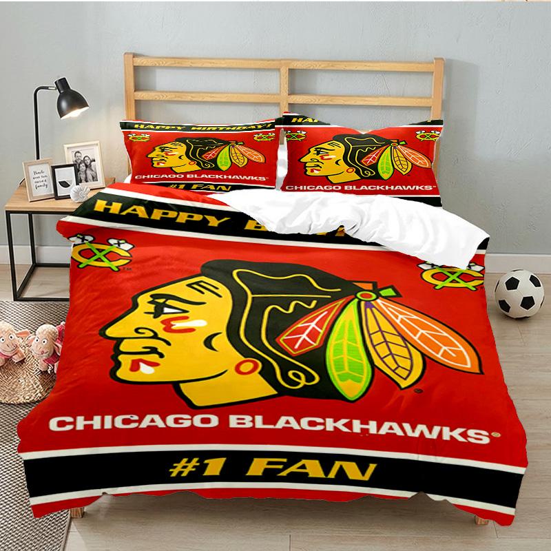 Chicago Hockey 3PCS Bedding set,Ideal for 1pc Duvet Cover And 2pcs Pillowcases Perfect for Fan gift,Ideal for Bedroom, Dormitory