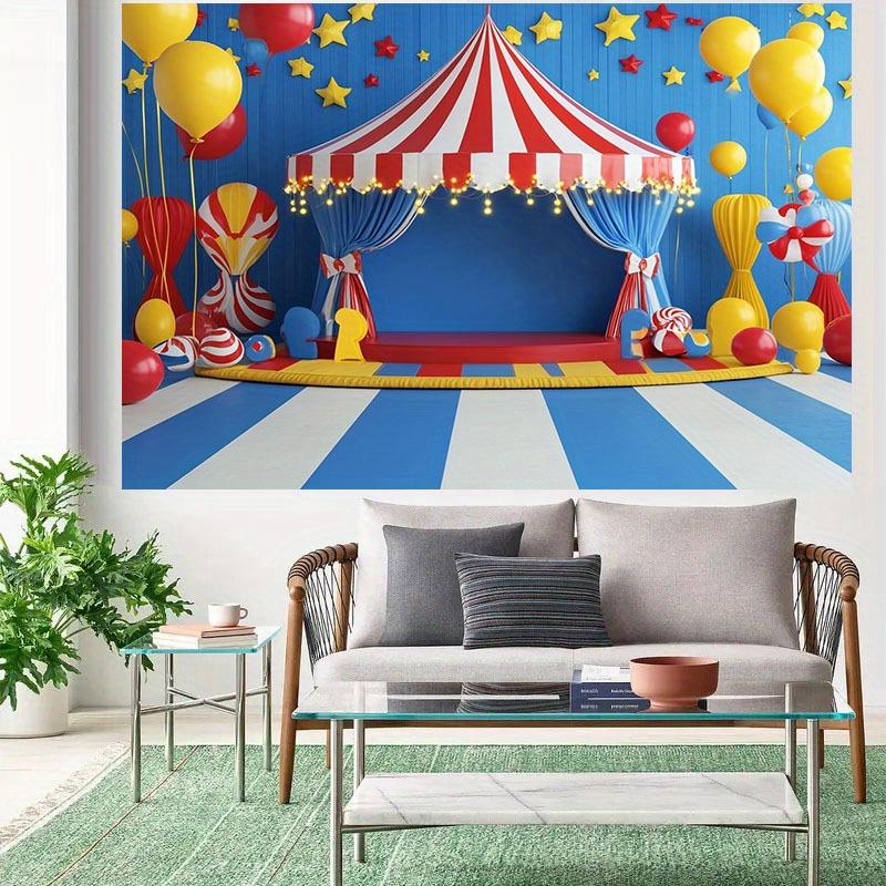 1 set of festival carnival background fabric, colorful balloons and star-themed - energetic circus-themed decorations