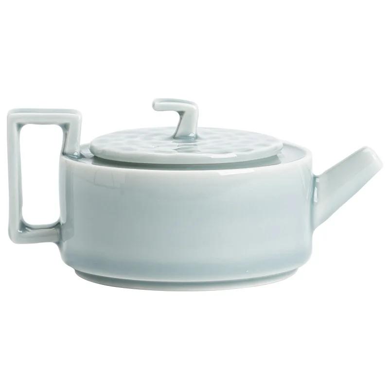 Ice Gray Glaze Geometric Teapot Porcelain Kung Fu Single Home Reception Teapot with Filter Ball Holes Little Tea Infuser